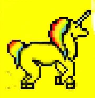 Пиксель-арт художницы Маринетт Мортем Единорог с сокровищами