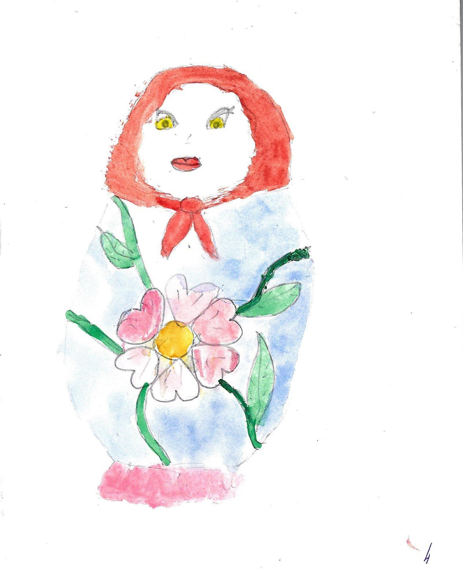 Акварель Маринетт Мортем &quot;Матрешка с лисьими глазками&quot;