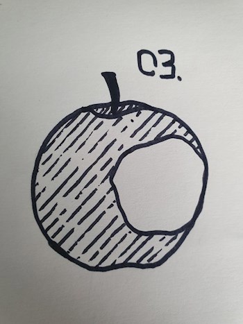 Картина Маринетт Мортем: Откусанное Яблоко Inktober - 3