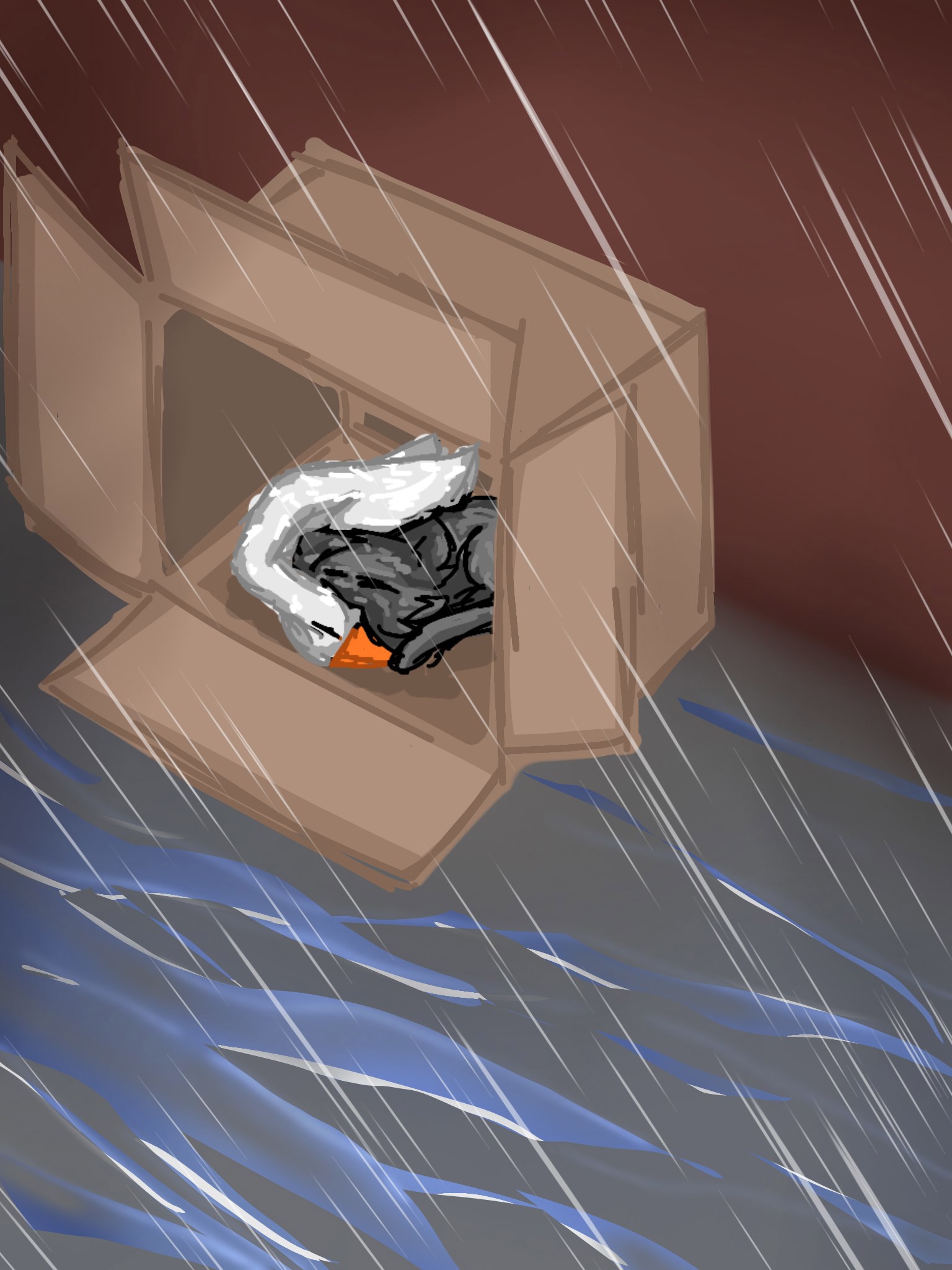 Кот и гусёнок