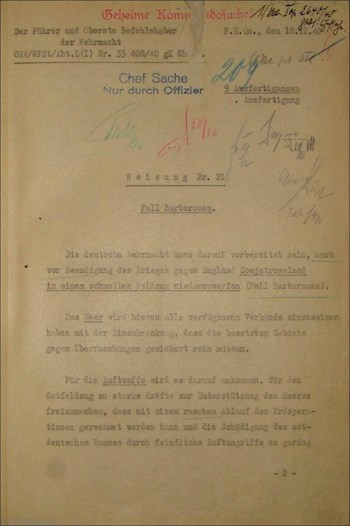 Оригинал и перевод Директивы № 21 &#171;План Барбаросса&#187; от 18.12.1940 г. и карта сил на вечер 21.06.1941 г.