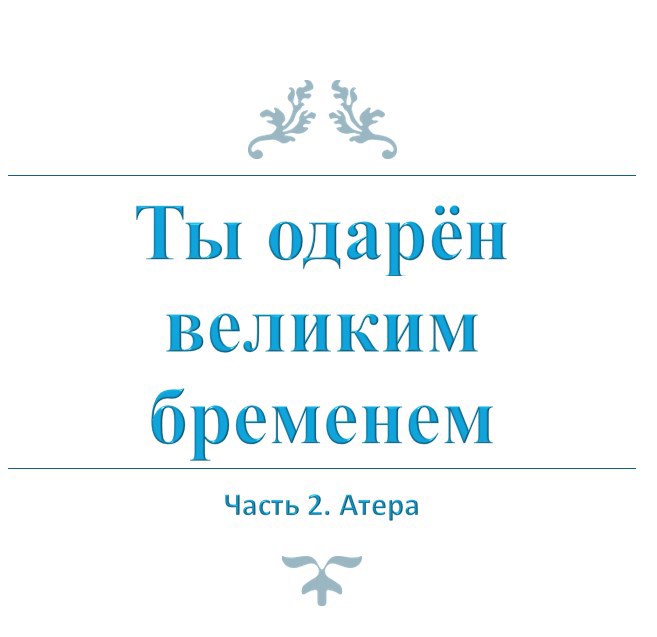 Ты одарён великим бременем. Часть 2. Атера