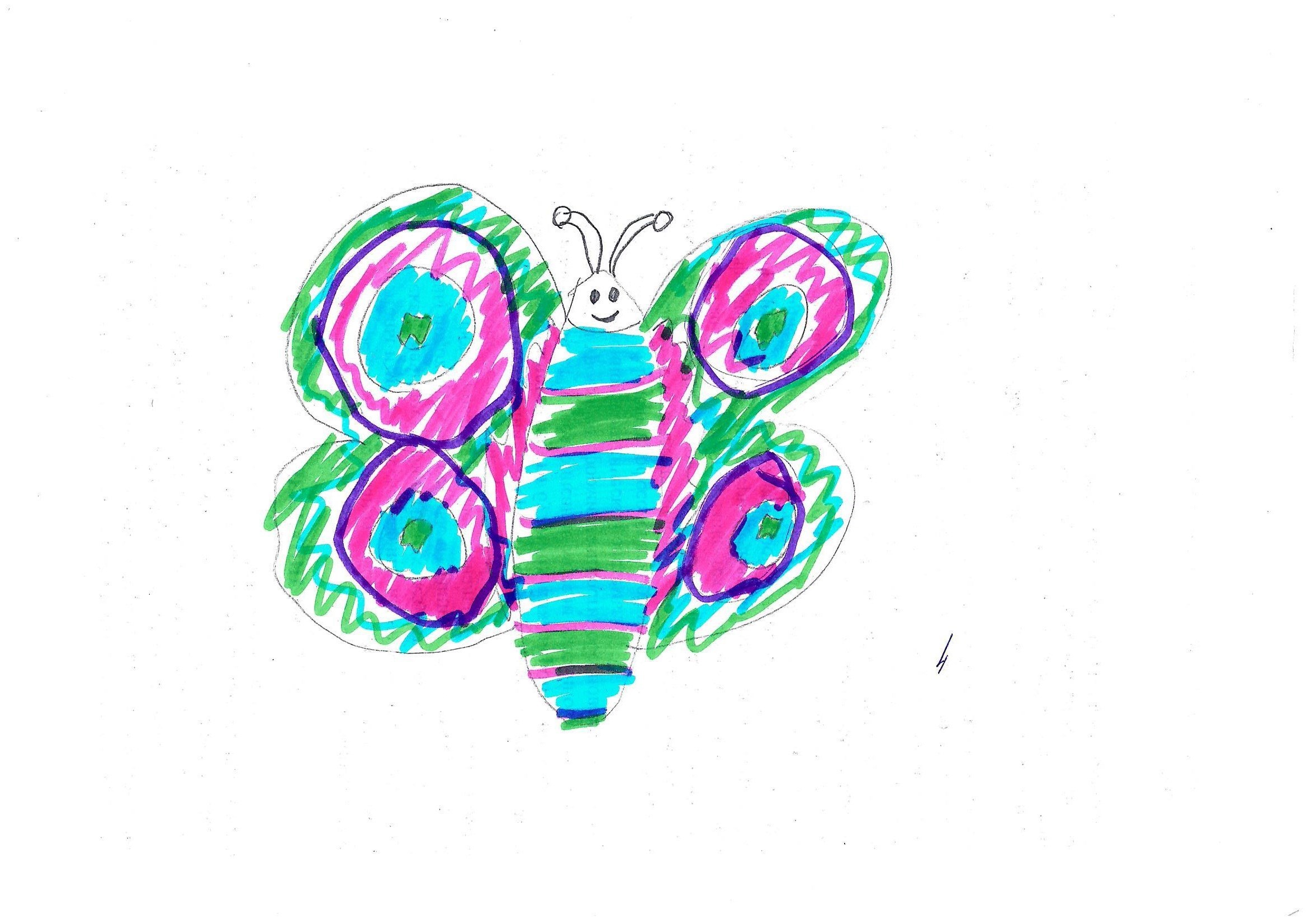 Рисунок Маринетт Мортем: Бабочка - Полосатая радость