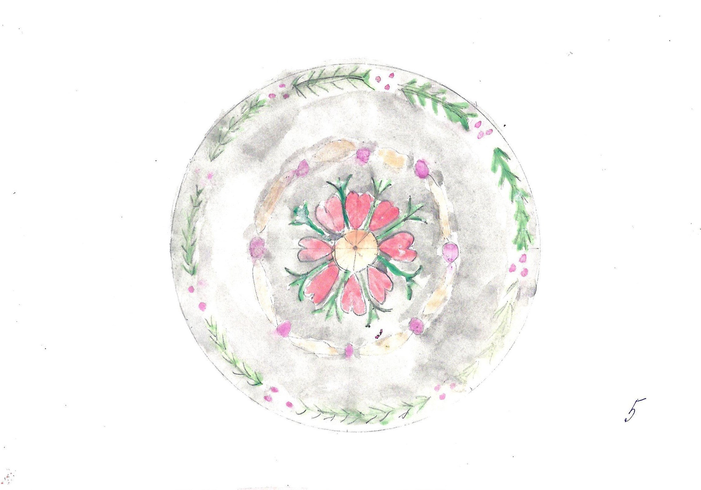 Акварель Маринетт Мортем - тарелка &quot;Зимняя сказка&quot;