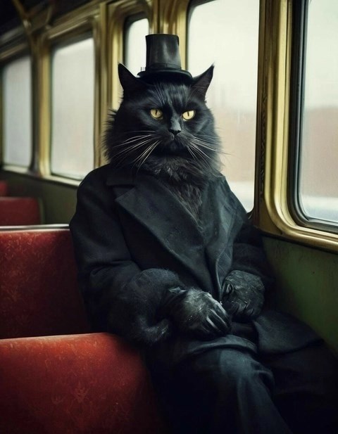 Кот Бегемот в поезде