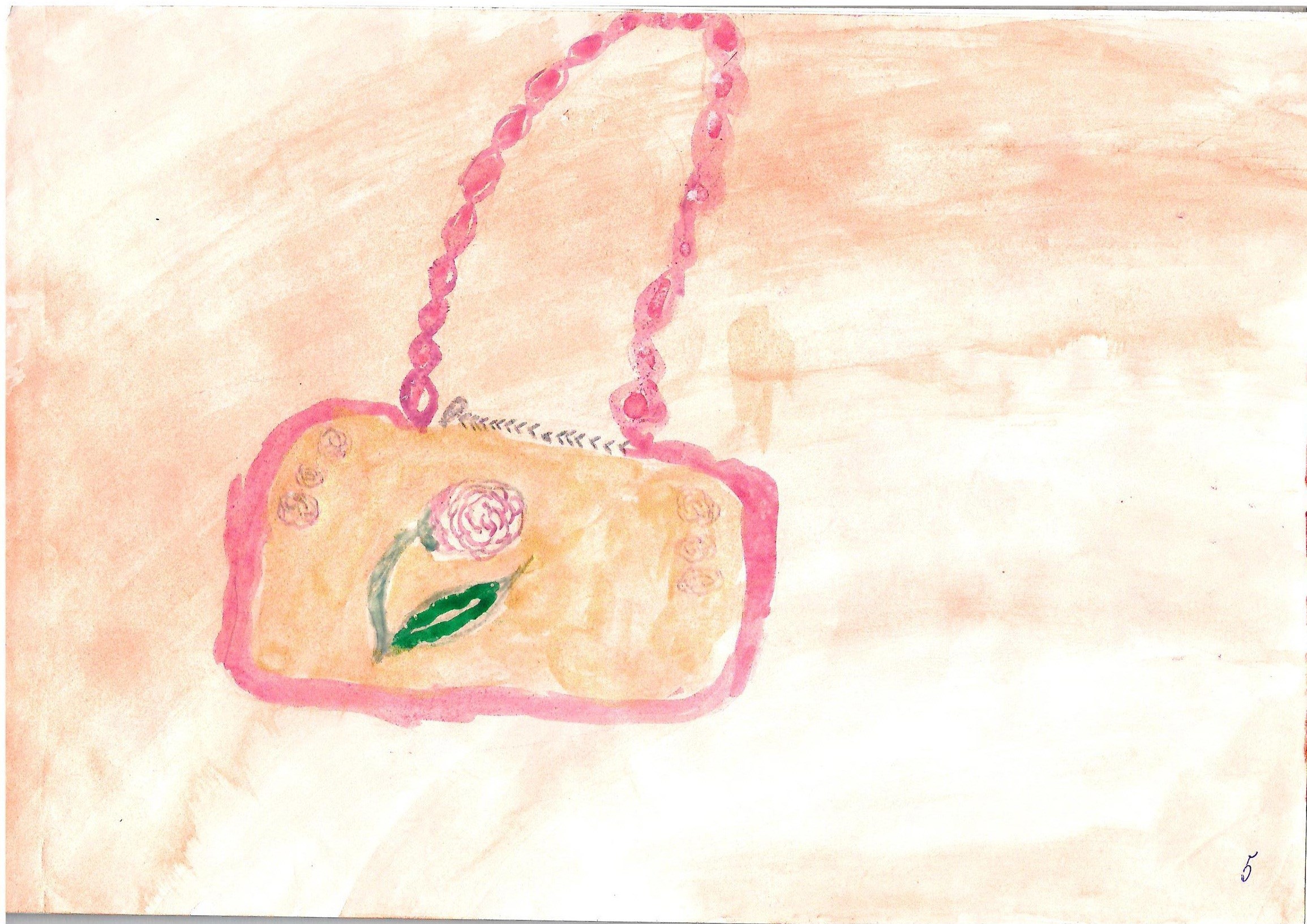 Акварель Маринетт Мортем &#171;Сумочка с розой&#187;